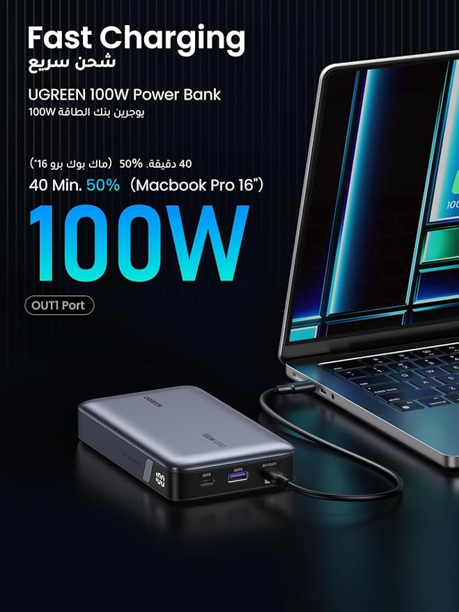 UGREEN Power Bank 20000mAh, 100W Fast Charging Portable Charge