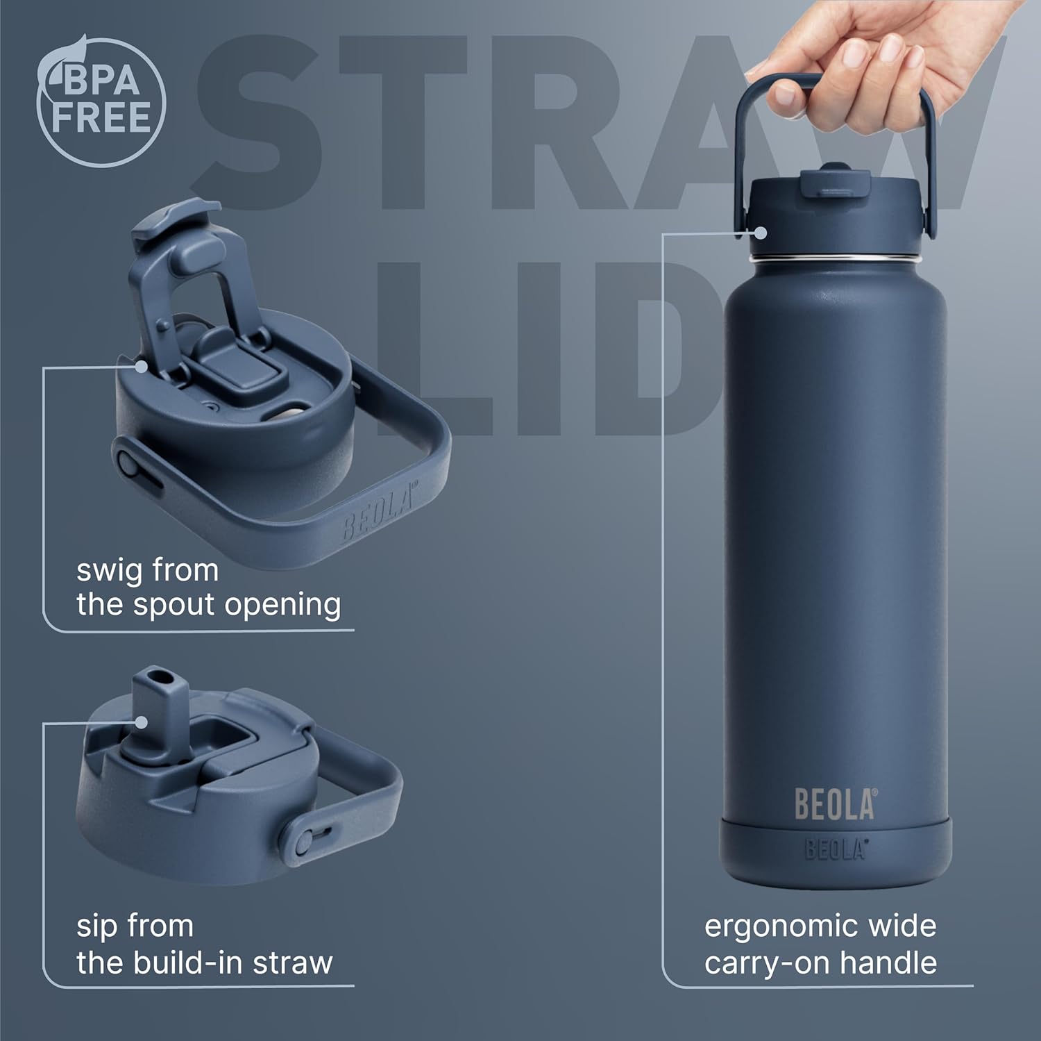BEOLA 1200ml Vacuum Insulated Water Bottle