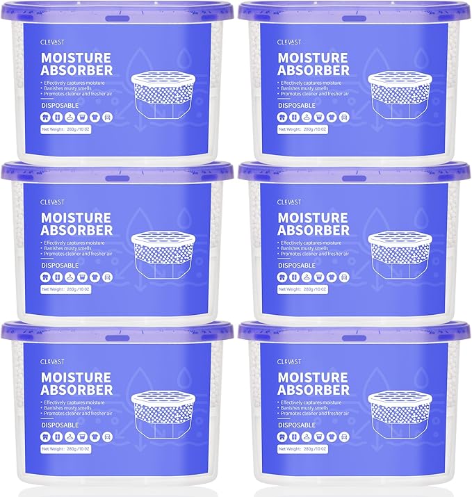 CLEVAST Moisture Absorbers Boxes 6 Pack