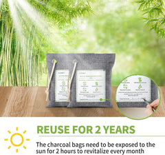 CLEVAST 4 Pack Bamboo Charcoal Air Purifying Bags