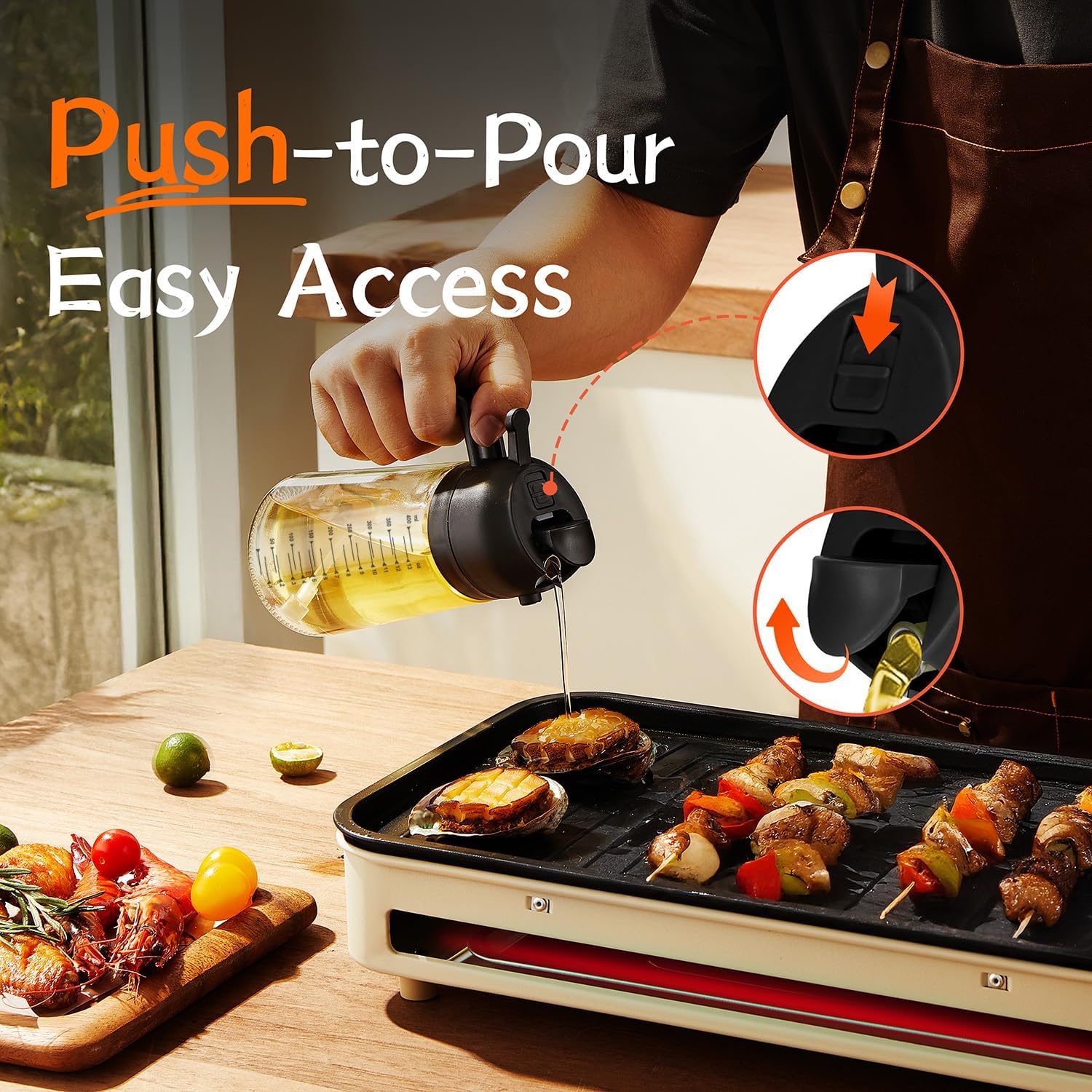 TrendPlain 16oz Olive Oil Dispenser Bottle for Kitchen - 2 in 1